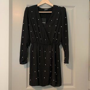 The Kooples Black Wrap Dress w/ Polka-dot Motif